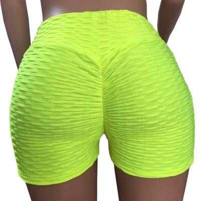 China 8072 Breathable Women Plus Size Butt Lifting Bubble Yoga Shorts Pants High Rise Yoga Shorts Crack! crack! for sale