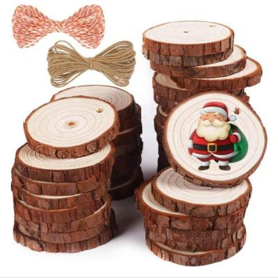 China Europe 2.0-2.4 Inch Open Punched Unfinished Wood Kit With Hole Wood Circles For Natural Wood Arts Slice For DIY Crafts for sale