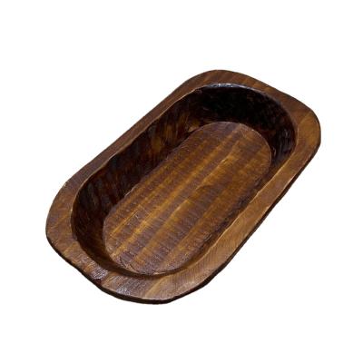 China Disposable Wooden Rectangle Round Corner Food Bowls Hand Carved Design Vintage Modern Design Dough Bowl With Wooden Dough Bowl Grade Mango for sale