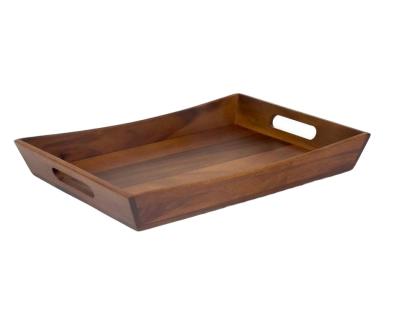 China USA Caoxian Huashen Handmade Acacia Color Curved Tray Wholesale Side Serving for sale