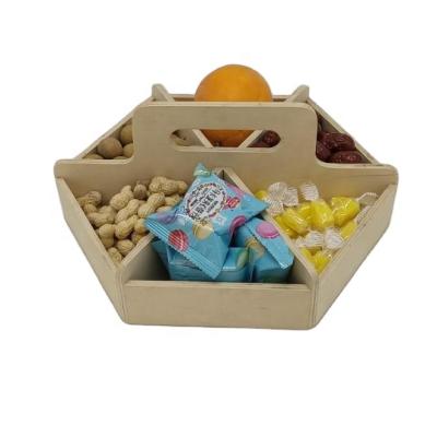 China Sustainable Multifunctional Appetizer Tray Wooden Candy Serving Tray Candy and Nut Serving Container Party with Handle for Party Home for sale