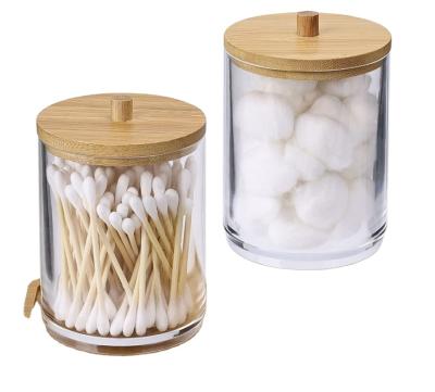 China No Qtip 2Pack Acrylic Holder Dispenser And 1 Bamboo Tray Q-Tips Accessories Storage Organizer for sale