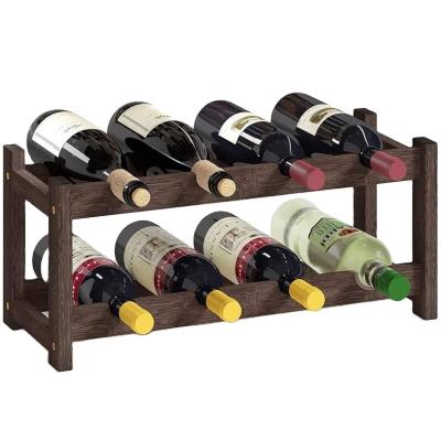 China Sustainable 8 Tier Bottle Free Standing Bamboo Wine Storage Shelf 2 Wine Racks For Kitchen Bar Pantry Cellar Basement for sale