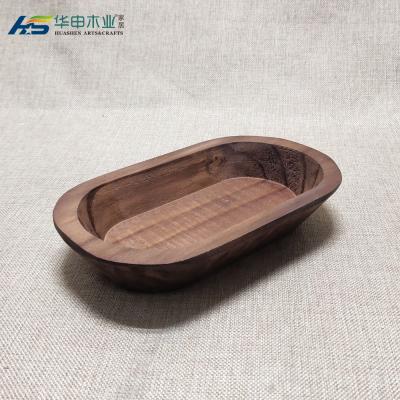 China Sustainable Wooden Dough Bowl Pine Wood Food Bowl Rectangular Rounded Hand Carved Vintage Design for sale