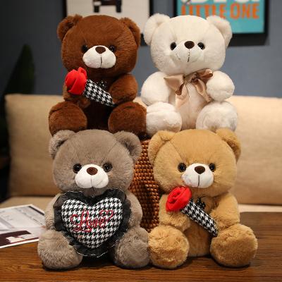 China Cute Fun Teddy Bear Wholesale Custom Logo Brand Clothes Wholesale Brown Teddy Plush Bear Toy For Valentine's Day for sale