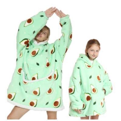 China PORTABLE Oversized Plush Kids Sherpa Hoodie Blanket With Sleeves for sale