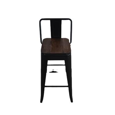 China 2022 Black Cooling New Arrival Wooden Seat Legs Restaurant Cafe Furniture Iron Material Cooling Metal Dining Chair for sale