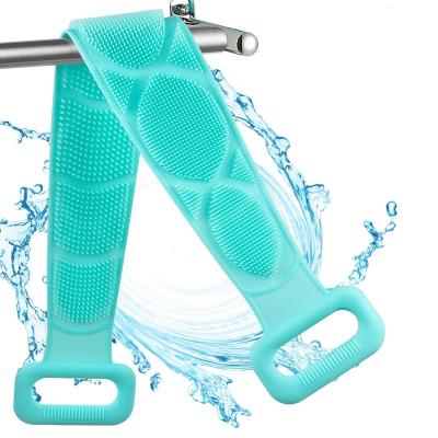 China Eco-friendly Hot sale wholesale Silicone Bath Body Exfoliating Silicone Body Scrubber Silicone Handle Back Washer for sale