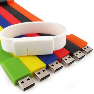 China 64gb 128gb 32gb Usb 2.0 Running Custom Pen Drive Flash Custom Color Data Saving Logo USB Training Silicone Wristband Wristband With Logo Design for sale