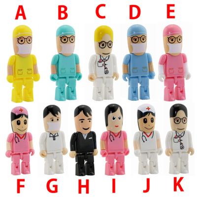 China Fast Speed ​​Data Saving Shape Custom Flash Memory 64gb Doctor Nurse/Policeman/Worker/Teacher/Lawyer USB Reader 3D character pendrive stick for sale