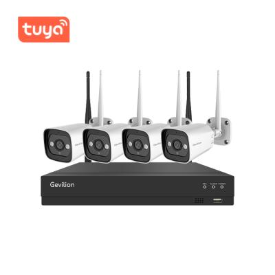 China NIGHT VISION 4 Channel 2 MP Tuya wifi cctv 1080P wireless camera system for sale