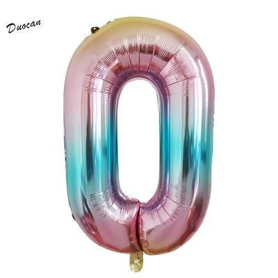 China Hot Selling Eco - Friendly Rainbow Color Number Aluminum Foil Balloon for sale