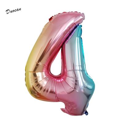 China Party Decoration High Quality Gradient Number Inflatable Aluminum Foil Balloon for sale