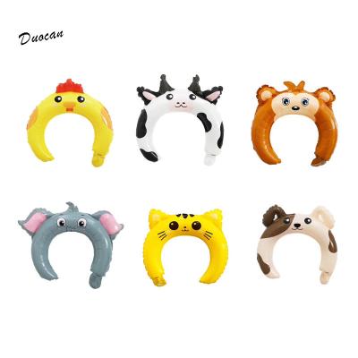 China Cheap Party Decoration Cartoon Design Headband Small Size Animal Air Inflating Foil Balloon for sale