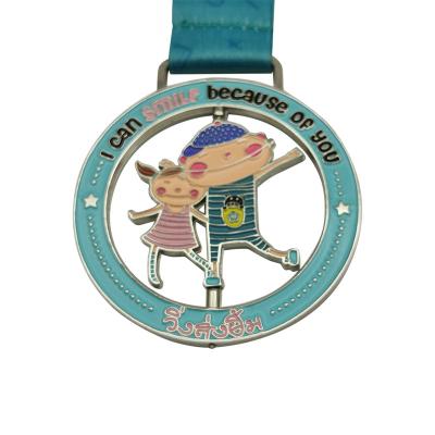 China Europe Zinc Alloy Double Sided Silver Plating Children Awards Medal for sale