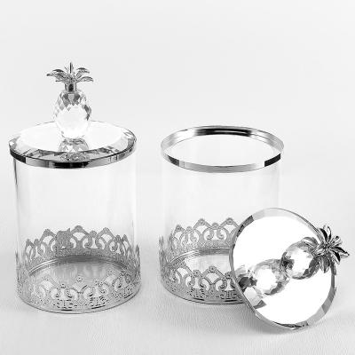 China Freshness Preservation A Crystal Glass Jar Transparent Kitchen Set Three Use Custom Crystal Jars for sale