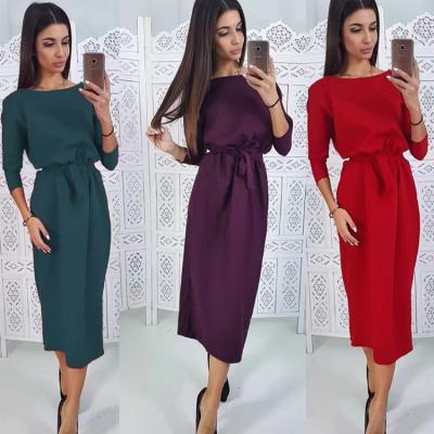 China 2022 viable the new women's dress neckline women's tube dress autumn and winter straight V-neck backless retro for sale