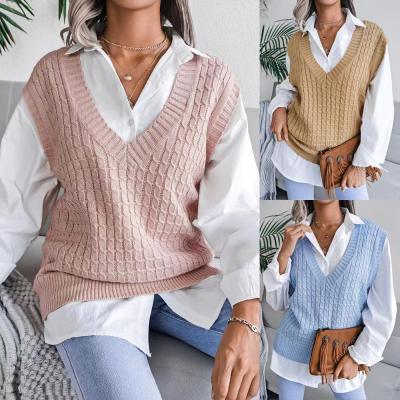 China 2021 QUICK-DRY new autumn and winter European and American twist V-neck wear women's casual loose knitted sweater for sale