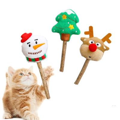 China Cute Silvervine Stocked Catnip Interactive Toys Matatabi Sticks For Cats Soft Plush Chew Toy With Plush Toy Christmas Series Products for sale