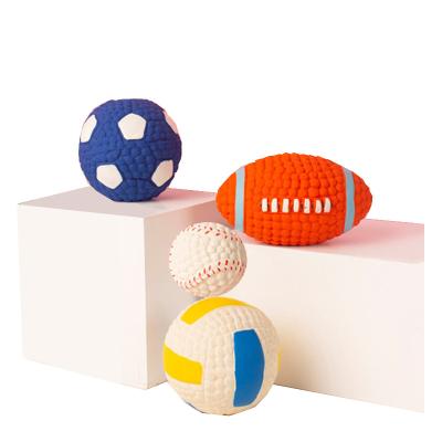 China Stocked Soft Rubber Dog Snack Ball Toys Elastic Vocal Latex Toy Football Pet Toys Rugby TPR Chew Pet Volleyball for sale