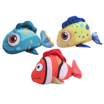 China 2022 New Viable Fish Plush Pillow Dog Plush Toys Sound Canvas Pet Oxford Beejay Toy Chewing Bite Toy with bb and ring paper for dog for sale