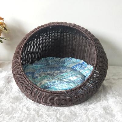 China 2020 Summer Style Breathable Round Rattan Web Celebrity Hot Pet Nest for sale