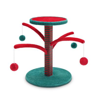 China Viable Sisal Scratching Mail Cat Tree Scratcher With Interactive Swinging Cat Toys Plush for sale