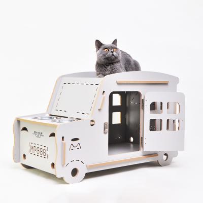 China Cat House Cheap Indoor Wood House Stocked For Cat And Dog Wooden Pet Car Factory Novelty Direct Printing Pet Furniture Stocked for sale