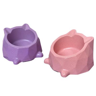 China Unique Designer Style Viable Imitation Ceramic Pet Food Bowl For Small Dogs Cute Pattern Melamine Luxury Pet Food Feeder With Ears for sale