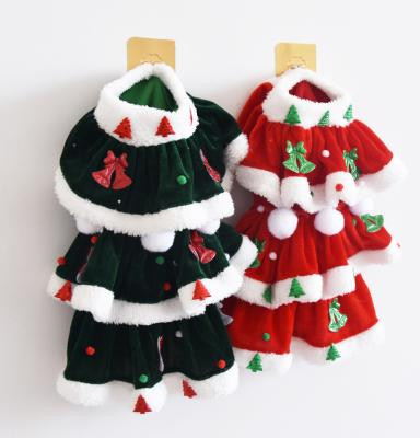 China New Warm Stocked Pet Christmas Dress Autumn and Winter Velvet Dog Clothes Deer Christmas Clothes European and American Festive Festival for sale