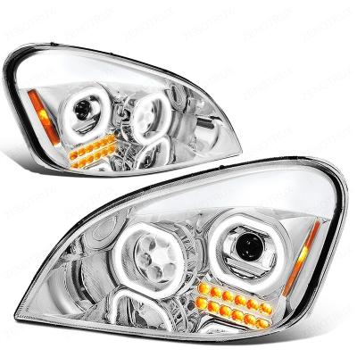 China Chrome Dual LED Projector Headlight Lamps Chrome For Cascadia 2008-2017 for sale