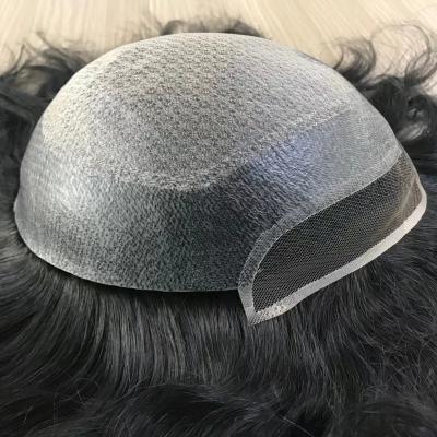 China High Quality Swiss Clear Skin Injected 100% Lace Front Hair With Diamond Net Remy Human Hair Fine Hairpiece Replacement System for sale