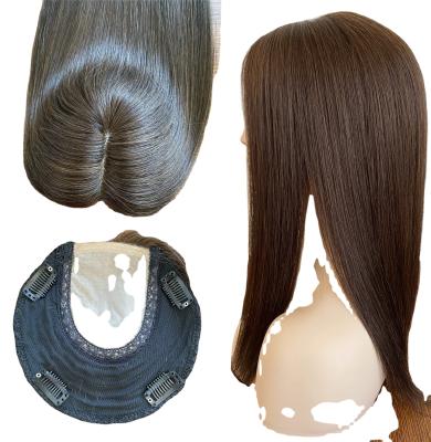 China Natural Straight Hair Toppers Remy Human Hair Piece Topper European New Arrival Silk Base Hairpiece For Women for sale