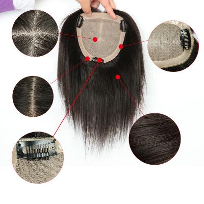 China Hairpiece Factory Custom Silk Bottom Hair Topper Hair Replacement System For Women for sale