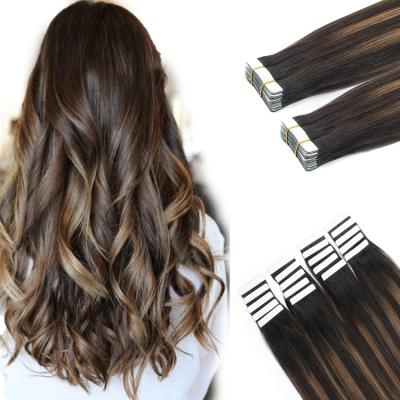 China Silky Straight Double Wave Pulled Cuticle Aligned Hair Tape In Hair Extensions Virgin Hair for sale