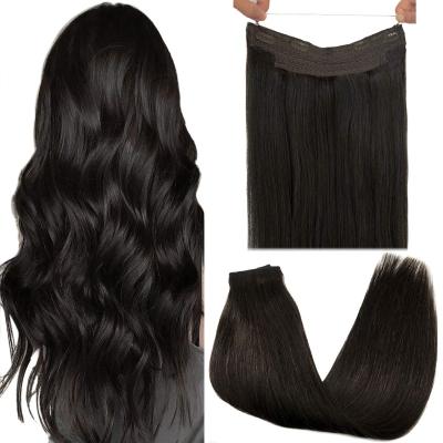 China High Quality Hair 10A Grade Human Hair Extension Dark Color Halo Dark Color PU Products Hotselling Instant Delivery for sale