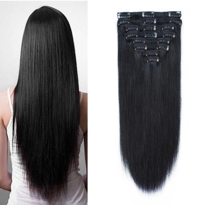 China Straight 100% Natural Virgin Indian Clip In Hair Extensions For Black Women for sale