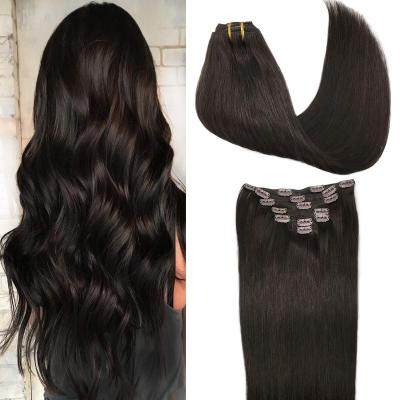 China Straight 100% Natural Virgin Indian Clip In Hair Extensions For Black Women for sale