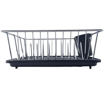 China Durable Kitchen Plating Black Stainless Steel Wall Mounted Dish Drying Rack Rust Free for sale