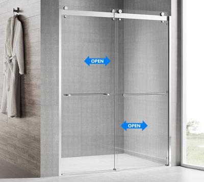 China Seawin Mara Bathroom Tempered Glass Door Quiet Frameless Double Operation Sliding Shower Door for sale