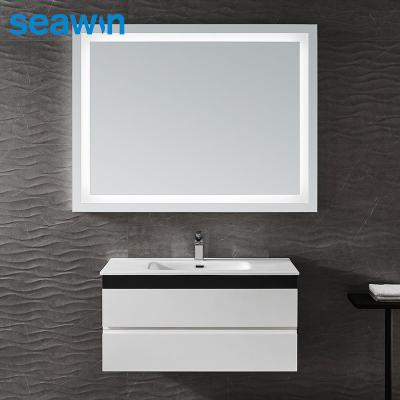 China Seawin Waterproof Wall Mounted Rectangle Living Room Anti Fog Luminous Backlit Light Led Mirror for sale