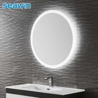 China Seawin Bright Modern Cordless Waterproof Circular Led Round Backlit Make Up Mirror for sale