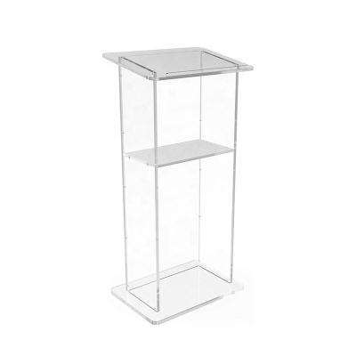 China Modern Custom Design Solid Durable Acrylic Lectern Podium Lectern With Steel Stand for sale