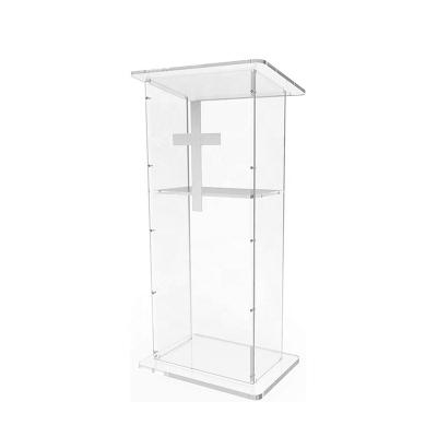 China Modern Custom Design Solid Durable Church Clear Frosted Acrylic Podium Lectern Lectern Glory for sale