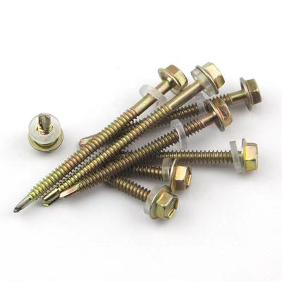 China Yellow HEX Zinc Hex Head Self Drilling Screws High Strength For Steel Plate Hex Drill Screws Self Drilling Screws With Washer for sale