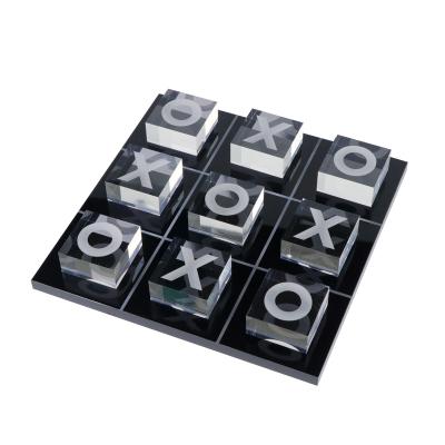 China Custom Made Eco-friendly Solid Acrylic Chess Board Acrylic Block XO Board Game Set for sale