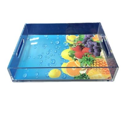 China Eco-friendly Customized Portable Acrylic Tray Wine Cup Towel Durable Fruit Service Tray for sale