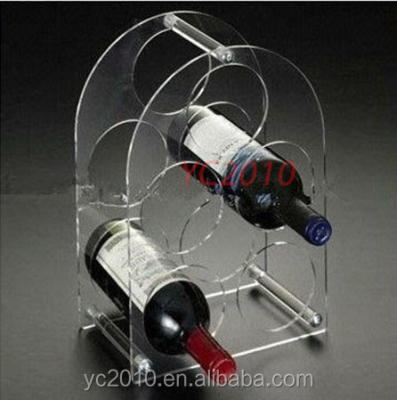 China Eco-Friendly Custom Countertop Clear Acrylic Wine Bottle Show Rack 6 Bottle Wine Storage Display Racks for sale