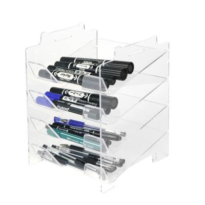 China 4 Layer Acrylic Shelf Large Tilt Pen Storage Holder Eco-friendly Customs Office Desk for sale