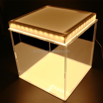 China Eco-friendly Different Colors LED Acrylic Light Display Box Storage Box Display Stand for sale